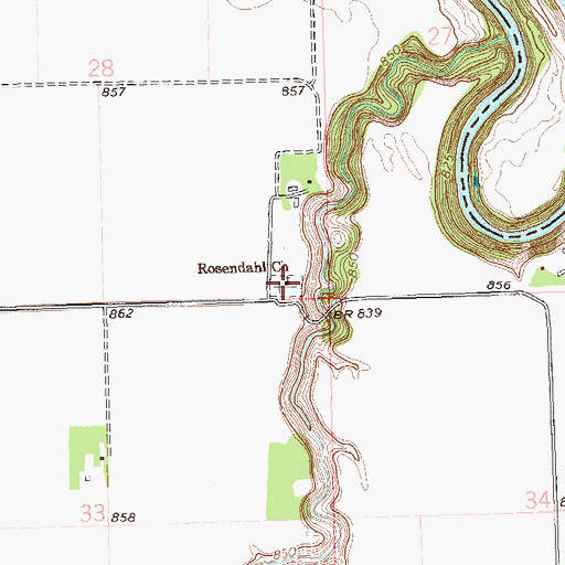 Topographic Map of Rosendahl Church, ND