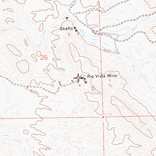 Topographic Map of Rio Vista Mine, AZ