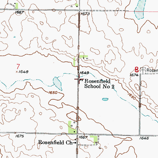 Topographic Map of Rosenfield School Number 2, ND