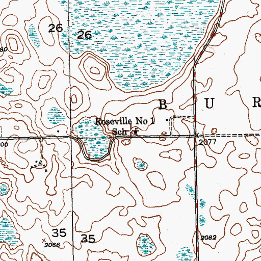 Topographic Map of Roseville Number 1 School, ND