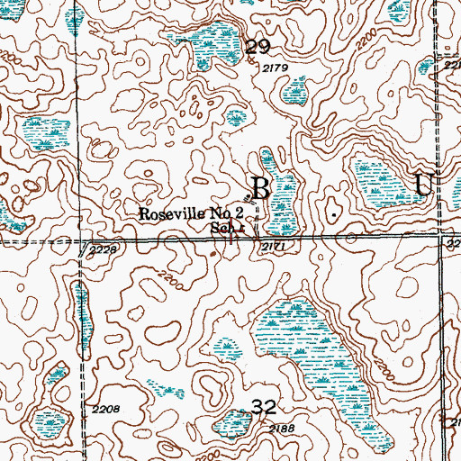 Topographic Map of Roseville Number 2 School, ND