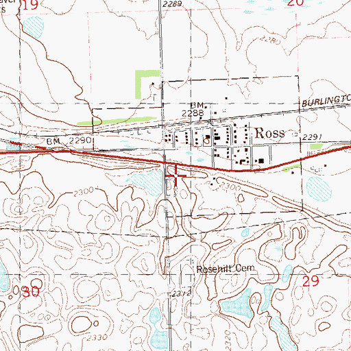 Topographic Map of Ross, ND