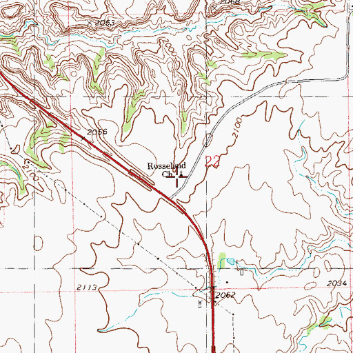 Topographic Map of Rosseland Church, ND