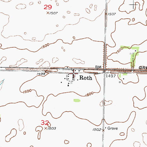 Topographic Map of Roth, ND