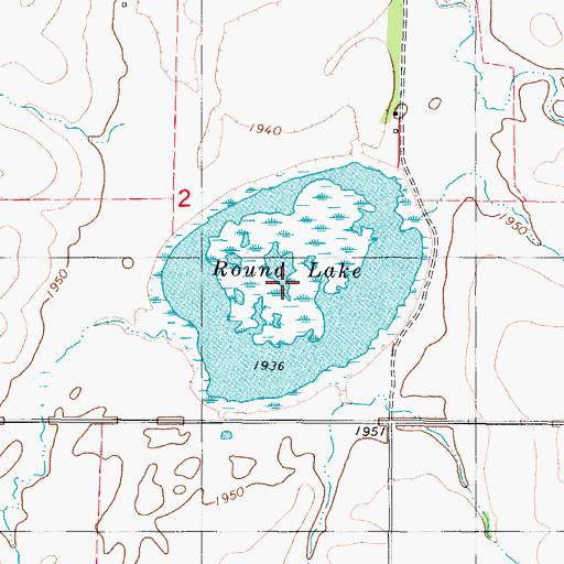Topographic Map of Round Lake, ND