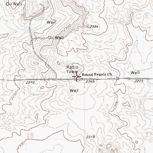 Topographic Map of Round Prairie Church, ND