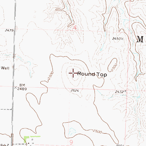 Topographic Map of Round Top, ND