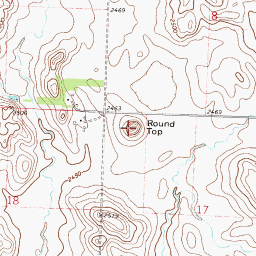 Topographic Map of Round Top, ND