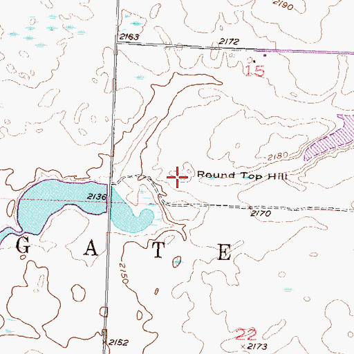 Topographic Map of Round Top Hill, ND