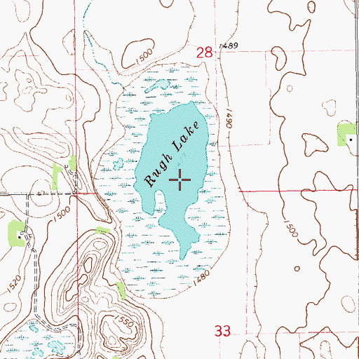Topographic Map of Rugh Lake, ND