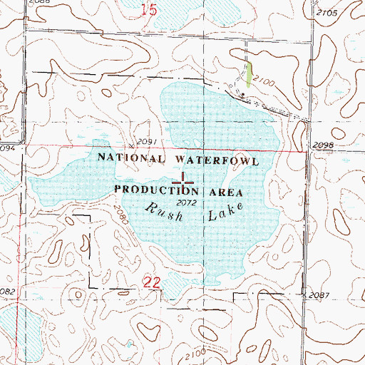 Topographic Map of Rush Lake, ND