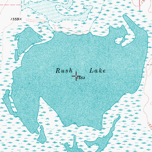 Topographic Map of Rush Lake, ND