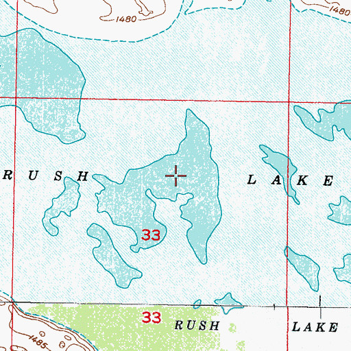 Topographic Map of Rush Lake, ND