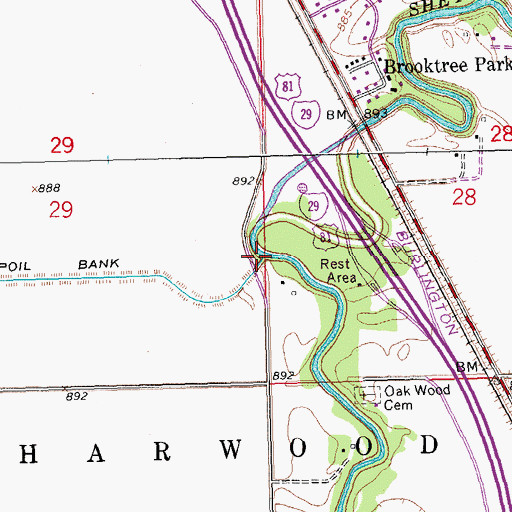 Topographic Map of Rush River, ND