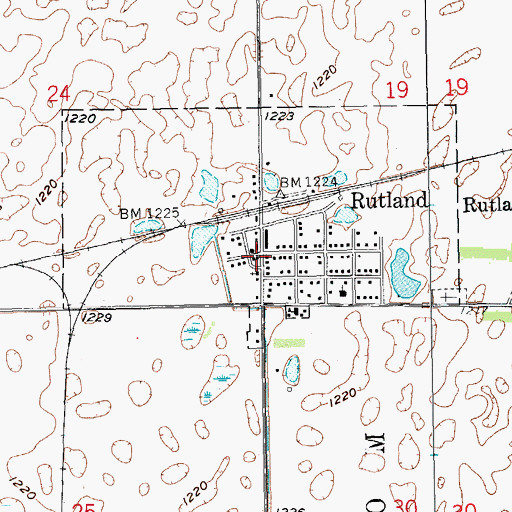 Topographic Map of Rutland, ND