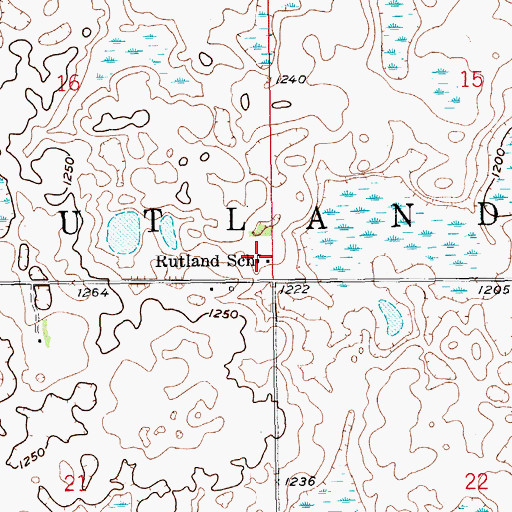 Topographic Map of Rutland School, ND