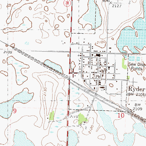 Topographic Map of Ryder, ND