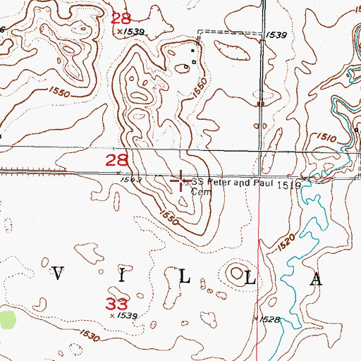 Topographic Map of Saints Peter and Paul Cemetery, ND