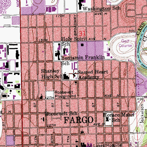 Topographic Map of Sacred Heart Academy, ND