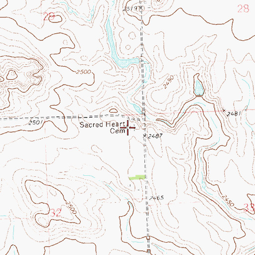 Topographic Map of Sacred Heart Cemetery, ND