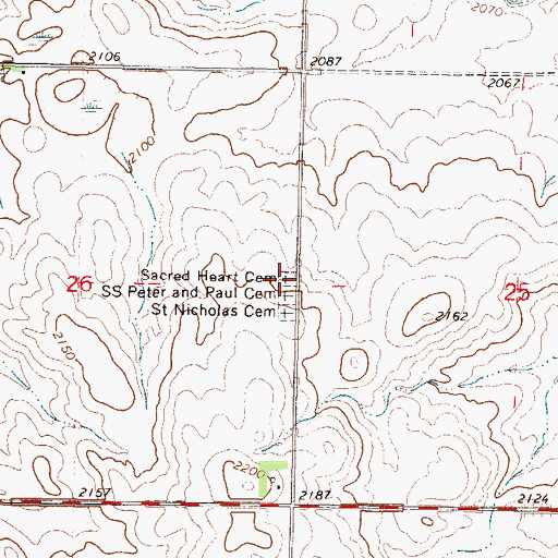Topographic Map of Sacred Heart Cemetery, ND