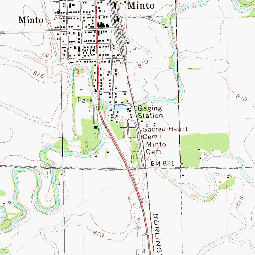 Topographic Map of Sacred Heart Cemetery, ND