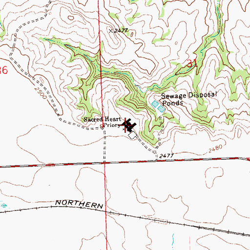 Topographic Map of Sacred Heart Priory, ND