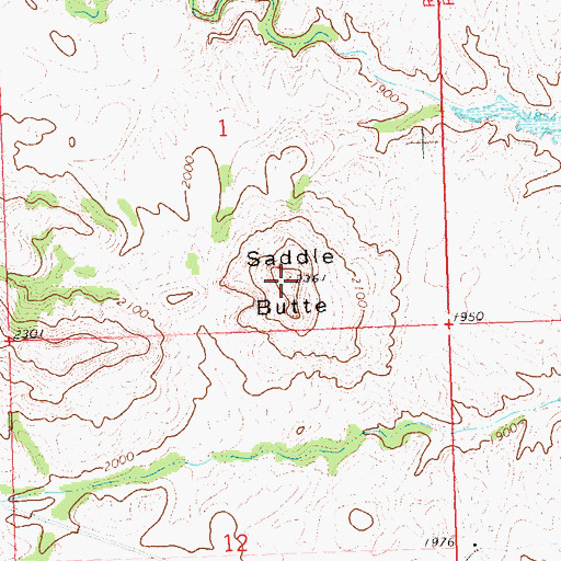 Topographic Map of Saddle Butte, ND