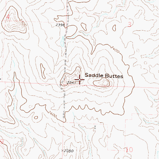 Topographic Map of Saddle Buttes, ND