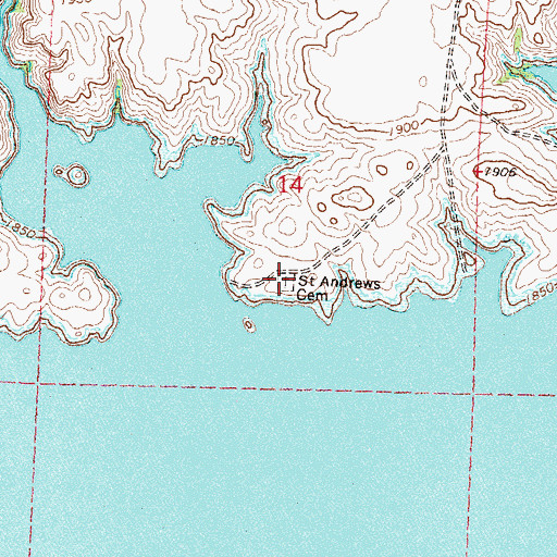 Topographic Map of Saint Andrews Cemetery, ND