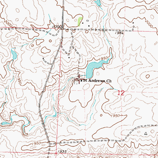 Topographic Map of Saint Andrews Church, ND