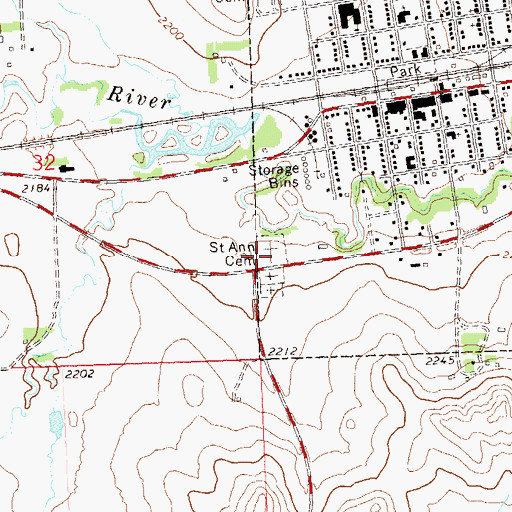 Topographic Map of Saint Ann Cemetery, ND