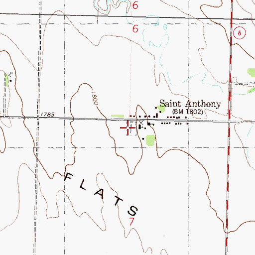 Topographic Map of Saint Anthony, ND