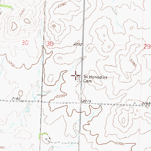 Topographic Map of Saint Benedict Cemetery, ND