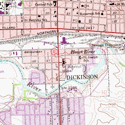 Topographic Map of Saint Benedict Home, ND