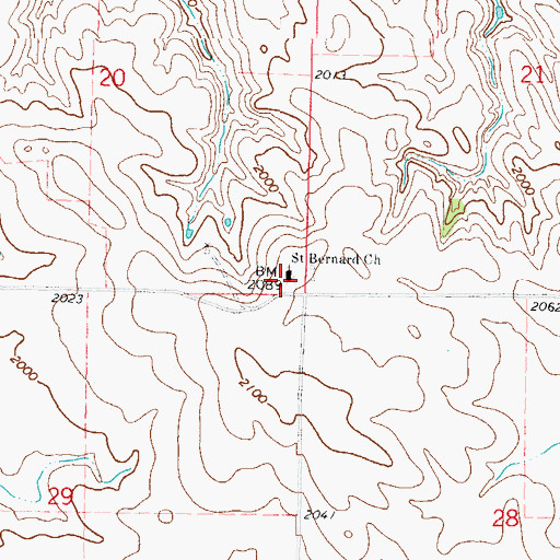 Topographic Map of Saint Bernard Church, ND