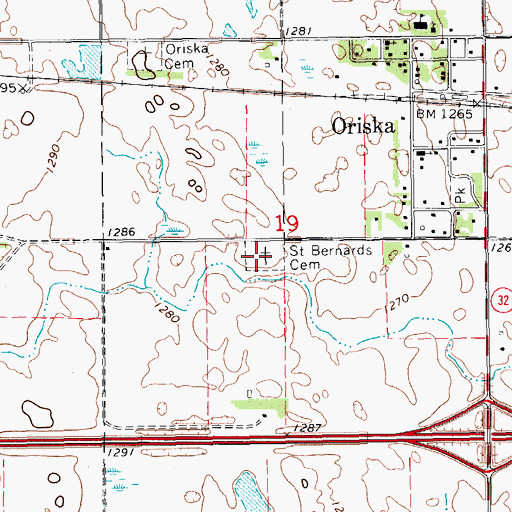 Topographic Map of Saint Bernards Cemetery, ND