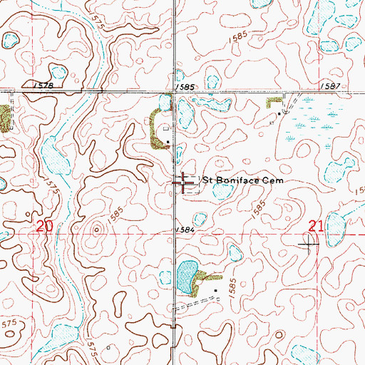 Topographic Map of Saint Bonafice Cemetery, ND