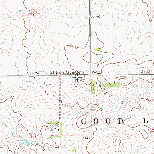 Topographic Map of Saint Boniface Cemetery, ND