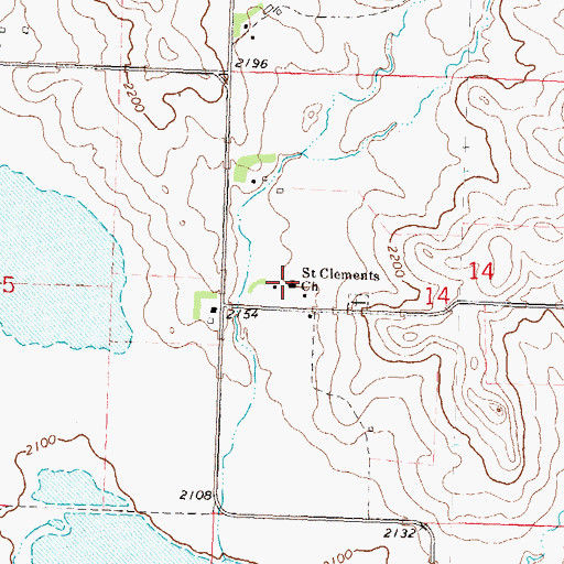 Topographic Map of Saint Clements Church, ND