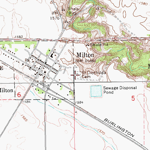 Topographic Map of Saint Clothilda Cemetery, ND