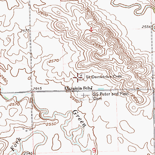 Topographic Map of Saint Demetrius Cemetery, ND