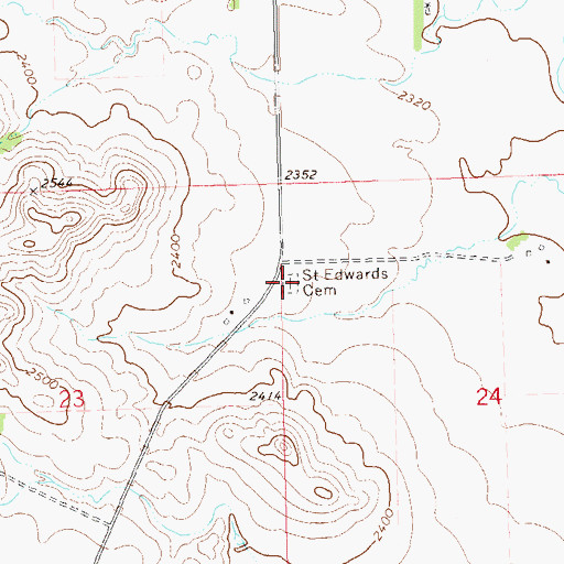 Topographic Map of Saint Edwards Cemetery, ND