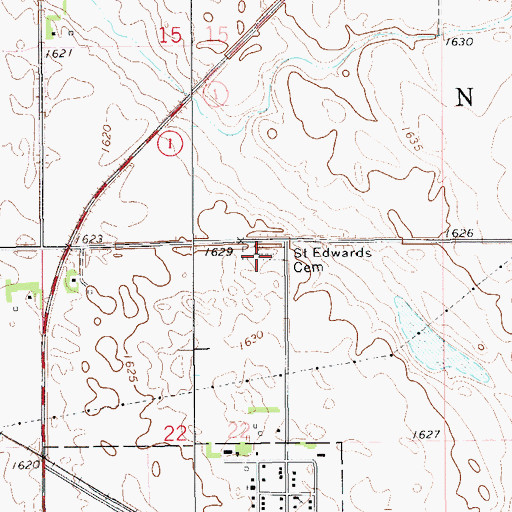 Topographic Map of Saint Edwards Cemetery, ND