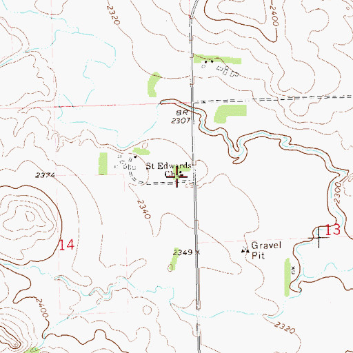 Topographic Map of Saint Edwards Church, ND