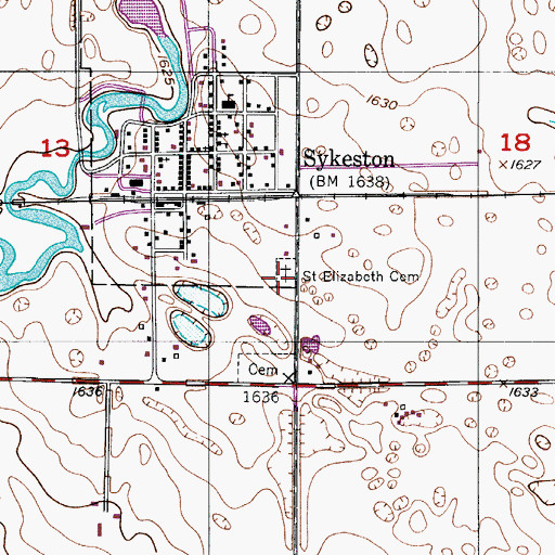 Topographic Map of Saint Elizabeth Cemetery, ND