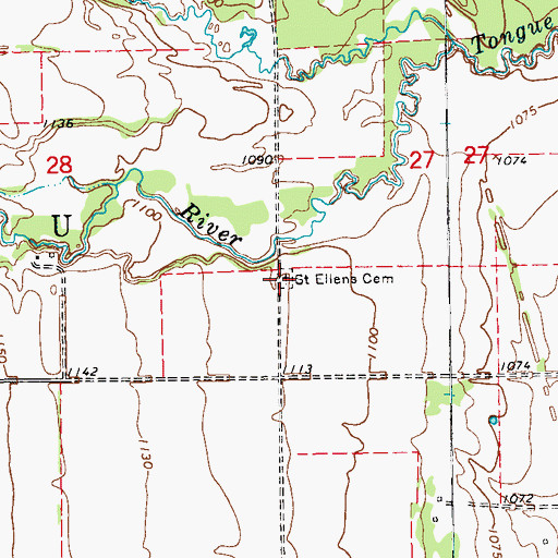 Topographic Map of Saint Ellens Cemetery, ND