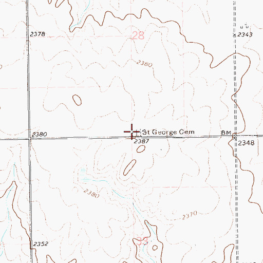 Topographic Map of Saint George Cemetery, ND