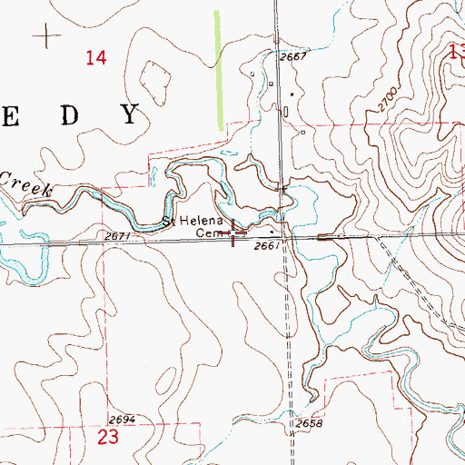 Topographic Map of Saint Helena Cemetery, ND