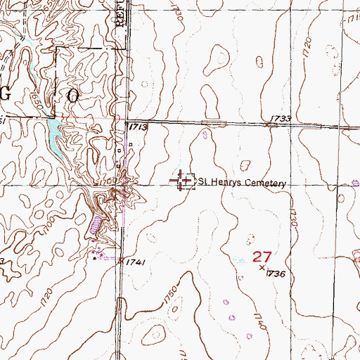 Topographic Map of Saint Henrys Cemetery, ND